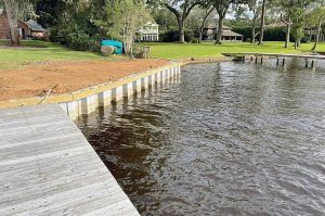 Bulkhead and dock on riverfront property